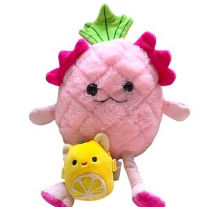 Squishmallows Corinna Lemon Cat & Peek-A-Boo Pink Axolotl Plush Lot 10"